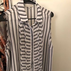 White and black semi sheer top.